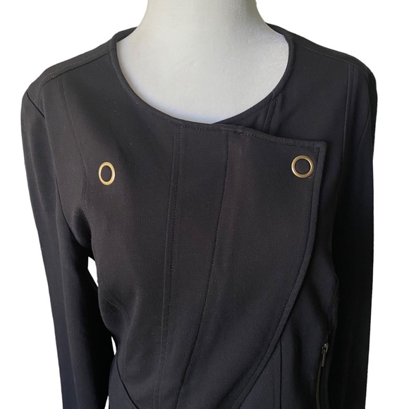 Cabi Black Asymmetrical Snap Zip Ponte Moto Jacket Size Small - Picture 6 of 16